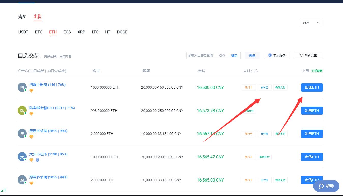 以太坊ETH如何在火币上提现人民币