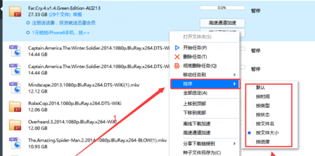 迅雷极速版如何让下载的文件按照文件的大小排列？迅雷极速版让下载的文件按照文件的大小排列的方法截图