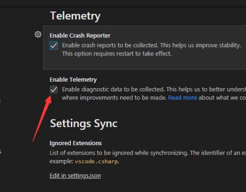 Vscode怎么关闭遥测?Vscode关闭遥测方法截图